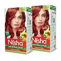 Nisha Cream Permanent Hair Color Permanent Fashion Highlights(60Gm+90Ml Each Pack) Flame Red (Pack Of 2)