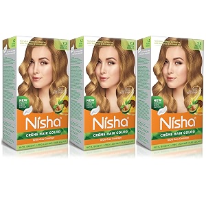 nisha creme hair color honey blonde permanent hair color for men women ammonia free hair colour with natural henna extracts for rich bright long lasting hair 73 honey blonde 150g pack of 3