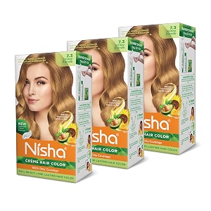nisha creme hair color permanent hair colour honey blonde silky amp shiny 100 grey coverage amp ammonia free color with natural henna extract 60g60ml
