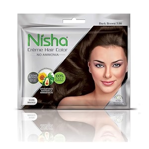 nisha cream hair color rich bright long lasting hair colouring for ultra soft deep shine 100 grey coverage conditioning with natural herbs dark brown pack of 2