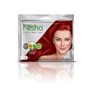 nisha flame red permanent cream hair color 20gm colourant  50ml developer pack of 1