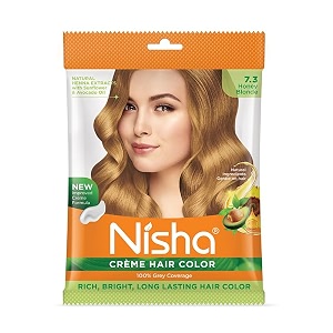 nisha cream hair color rich bright long lasting hair colouring for ultra soft deep shine 100 grey coverage conditioning with natural herbs honey blonde pack of 1