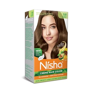 nisha creme hair color light brown permanent hair colour for women men no ammonia ultra soft deep shine 100 grey coverage light brown hair colour 50
