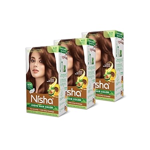 nisha creme hair color permanent hair colour natural brown silky amp shiny 100 grey coverage amp ammonia free color with natural henna extract 60g60ml