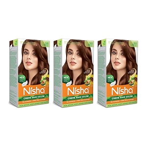 nisha creme hair color natural brown 120g pack of 3 permanent hair colour with natural henna extracts no ammonia brown hair colour