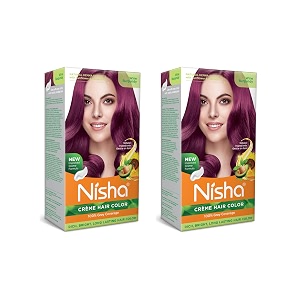 nisha creme hair color permanent hair colour wine burgundy silky amp shiny 100 grey coverage amp ammonia free color with natural henna extract 60g60ml