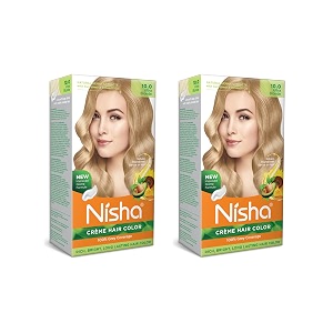 nisha creme hair color permanent hair colour ultra blonde silky amp shiny 100 grey coverage amp ammonia free color with natural henna extract 60g60ml