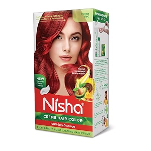 nisha women and men crme hair color flame red hair color long lasting party hair color with henna extracts for hair care pack of 1 
