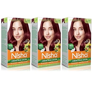 nisha creme hair colour 316 burgundy 60gm  60ml  18ml nisha conditioner with natural herbs 100 grey hair coverage pack of 3
