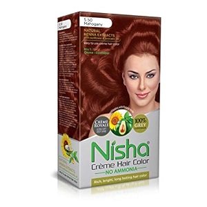 nisha creme hair color permanent hair colour mahogany silky amp shiny 100 grey coverage amp ammonia free color with natural henna extract 60g60ml