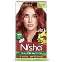 Nisha Creme Hair Color, Permanent Hair Colour Mahogany, Silky &amp; Shiny 100% Grey Coverage &amp; Ammonia Free Color With Natural Henna Extract, 60G+60Ml