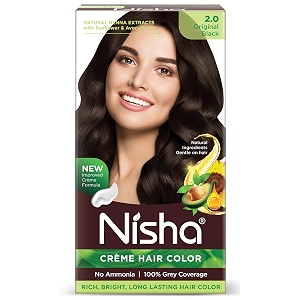 nisha creme hair color natural black permanent hair colour for women men no ammonia ultra soft deep shine 100 grey coverage black hair colour 10 60gm60ml18ml