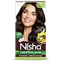 Nisha Creme Hair Color Natural Black, Permanent Hair Colour for Women Men, No Ammonia, Ultra Soft Deep Shine, 100% Grey Coverage, Black Hair Colour 1.0 (60gm+60ml+18ml)