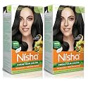 Nisha Hair Colour, No Ammonia Formula Hair Color, 60gm + 60ml- Black Shade 1.0 (Pack of 2) …