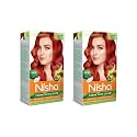 Nisha Creme Hair Color, Permanent Hair Colour Copper Red, Silky &amp; Shiny 100% Grey Coverage &amp; Ammonia Free Color With Natural Henna Extract, 60G+60Ml