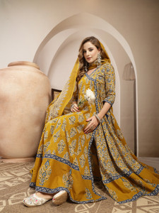 Nishabd Women Cotton Blend Kurta Palazzo Dupatta