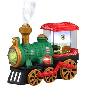 kids electric train toy with smoke light amp sound  battery operated steam locomotive with rotating lamp amp moving spray  train toy for boys amp girls 3