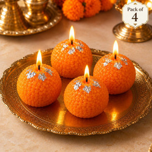 NISHIV VSHLOM Motichoor Ladoo Shaped Decorative Candles