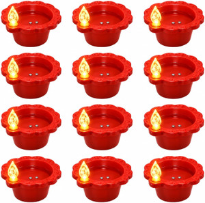 nishiv waterglow reusable sensor diya 12p glass pack of 12 table diya set