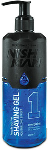 nishman shaving gel - energizing  moisturizing effect  non-foaming gel  all skin type 400 ml