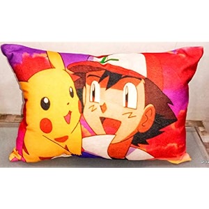 kids cartoon velvet digital printed pillow size 12x18 inches multicolor pika