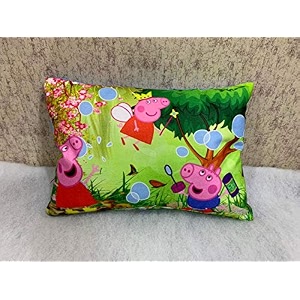 velvet kids pig cartoon printed pillow size 12x18 inches multicolor pepa-1