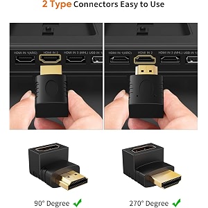 nishtech gold plated hdmi male to female converter connector adapter 90 degree l shape for hdtv plasma tv led lcd etc  black
