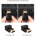 NISHTECH Gold Plated HDMI Male to Female Converter Connector Adapter 90 Degree L Shape for HDTV, Plasma TV, LED, LCD Etc – Black