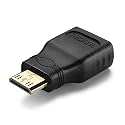 NISHTECH Mini HDMI Male to Standard HDMI Female Adapter Converter Plug (Black) - NOT Compatible with Mobile Phones