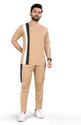 NISPRUH Men Night Suit Set Beige Solid