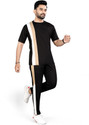 NISPRUH Men Solid Black Night Suit Set