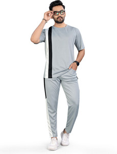 nispruh men solid grey night suit set