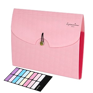 nisun 7 pocket expanding file folder accordion file organizer with labels letter size folders for documents portable filing folder for school home office pink