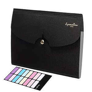 nisun 7 pocket expanding file folder accordion file organizer with labels letter size folders for documents portable filing folder for school home office black