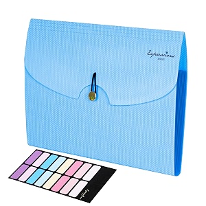 nisun 7 pocket expanding file folder accordion file organizer with labels letter size folders for documents portable filing folder for school home office - blue