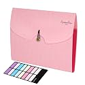 NISUN 7 Pocket Expanding File Folder, Accordion File Organizer with Labels, Letter Size Folders for Documents, Portable Filing Folder for School Home Office (Pink)