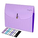 NISUN 7 Pocket Expanding File Folder, Accordion File Organizer with Labels, Letter Size Folders for Documents, Portable Filing Folder for School Home Office (Purple)