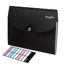 NISUN 7 Pocket Expanding File Folder, Accordion File Organizer with Labels, Letter Size Folders for Documents, Portable Filing Folder for School Home Office (Black)