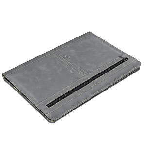 nisun pu leather 4 ring professional file folder for documents certificates conference folder file with 20 leafs grey
