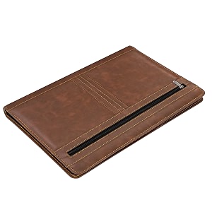 nisun pu leather 4 ring professional file folder for documents certificates conference folder file with 20 leafs brown