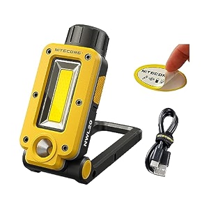 nitecore nwl20 cob mechanics work light 600 lumens usb-c rechargeable portable 78 hours long runtime for job sites car repairing with magnetic metal hanging hook red light and nitecore sticker