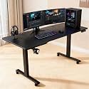 NiTHO ELGAD-L Large Gaming Desk | Electric Height Adjustable Computer Table, Carbon Fiber Surface, Cup & Headphone Holder, Cable Management, DIY Easy Assembly Big Workstation for Home Office or Gaming