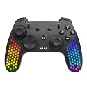 Nitho HEXAGON Wireless Gaming Controller for PC, Switch, Android &amp; iOS, Lightweight Gamepad with 6-Axis Motion Sensor, RGB LED Lights, Vibration, Enhancer Kit &amp; Detachable Phone Holder - Black