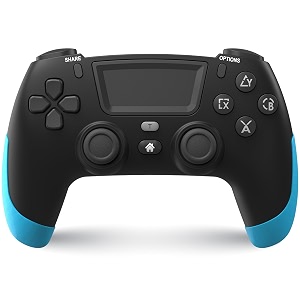 nitho smart ps wireless controller for pc ps4 ps3 android amp ios  gaming gamepad with touchpad adjustable turbo amp dual vibration 6-axis motion sensor m1m2 programmable buttons - black amp blue