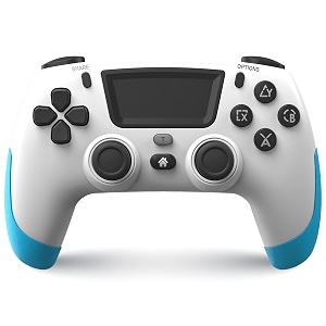 nitho smart ps wireless controller for pc ps4 ps3 android amp ios  gaming gamepad with touchpad adjustable turbo amp dual vibration 6-axis motion sensor m1m2 programmable buttons - white amp blue