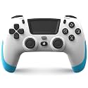 NITHO SMART PS Wireless Controller for PC, PS4, PS3, Android & iOS | Gaming Gamepad with Touchpad, Adjustable Turbo & Dual Vibration, 6-Axis Motion Sensor, M1/M2 Programmable Buttons - White & Blue