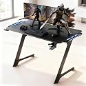 NiTHO ZEGRAD RGB Gaming Desk | Z Shaped Computer Table with RGB Light Effects, Carbon Fiber Surface, Cup &amp; Headphone Holder, Cable Management, DIY Easy Assembly Home Office or Video Gaming Workstation