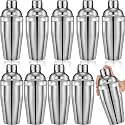 Nitial 9 Pcs Bar Cocktail Shaker, Stainless Steel, 18.6 oz, Silver