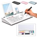 NITRAM Glass whiteboard for desks with storage for office supplies and tablet / mobile phone slot, Measurements: 40.5 x 18.5 x 6 cm, Includes eraser and 2 markers (White)