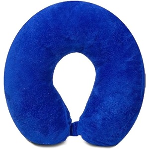 unisex u shape micro fiber neck rest comfortable travel neck pillow for men women - blue